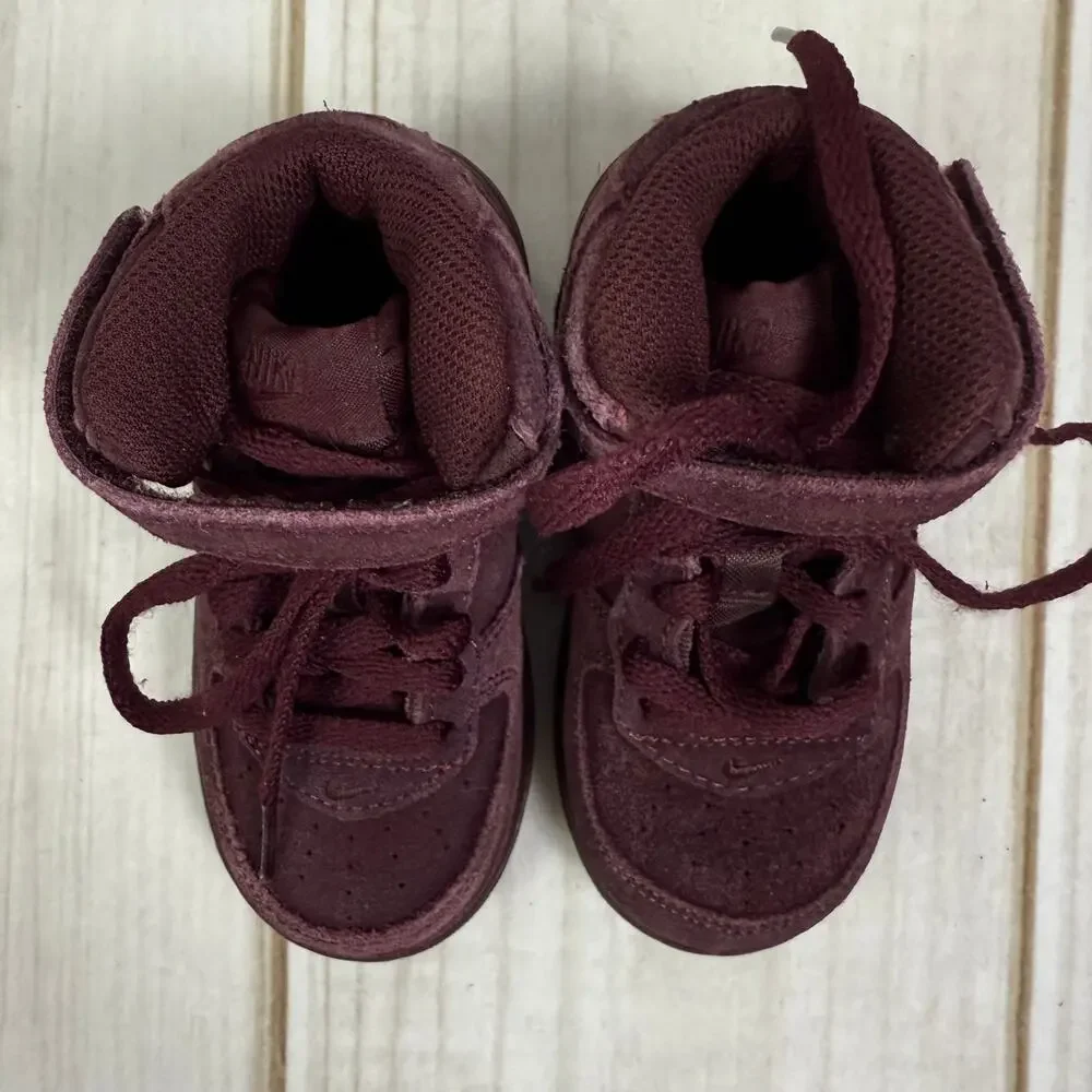nike toddler air force 1 mid LV8 burgundy suede‎ shoes 8C
